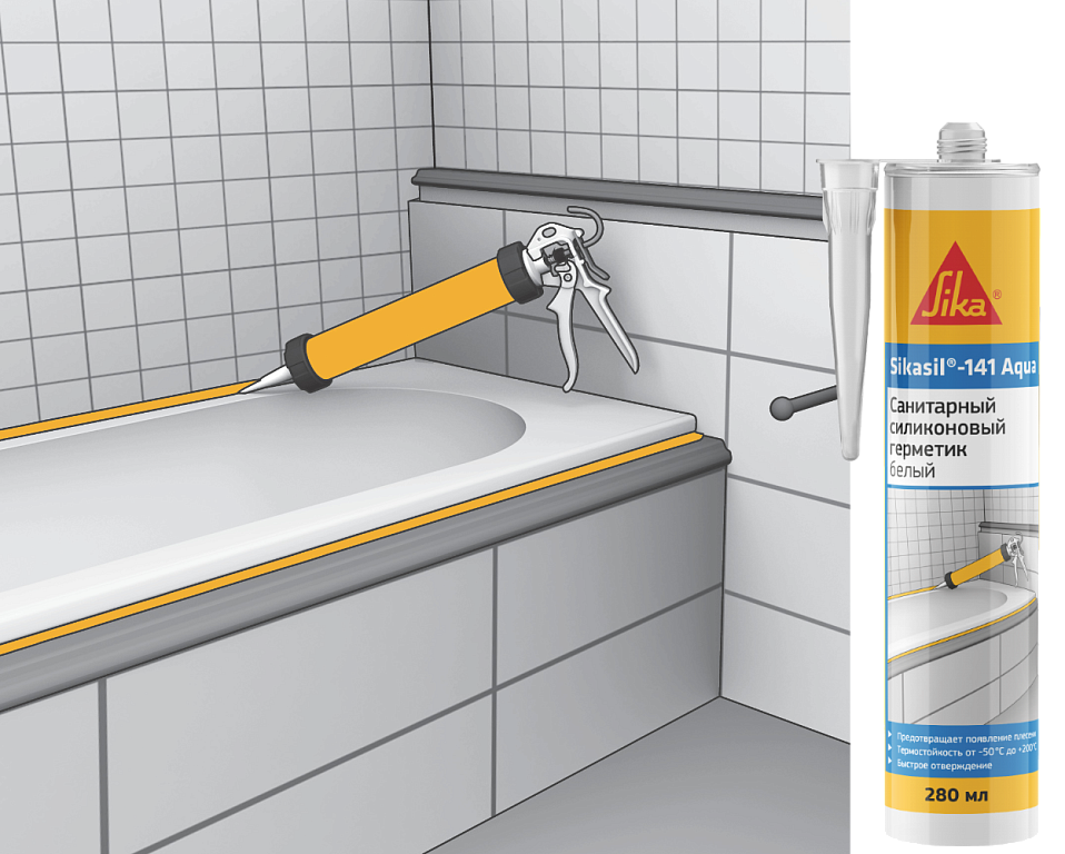 Sikasil®-141 Aqua Силиконовый санитарный герметик для ванных комнат и фасадных работ