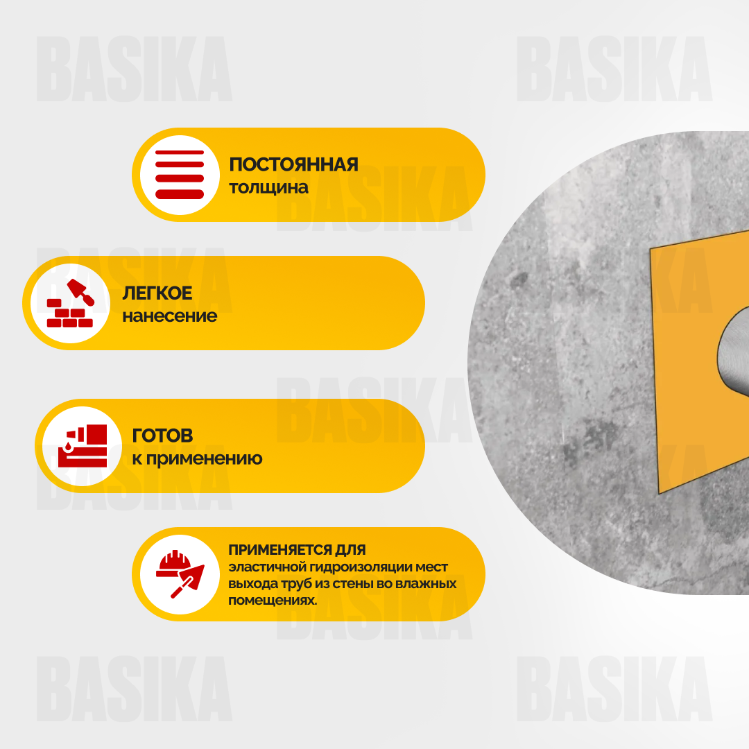Sika ® Sealing Tape S Wall Patch - Гидроизоляционная манжета для труб в стенах влажных помещений