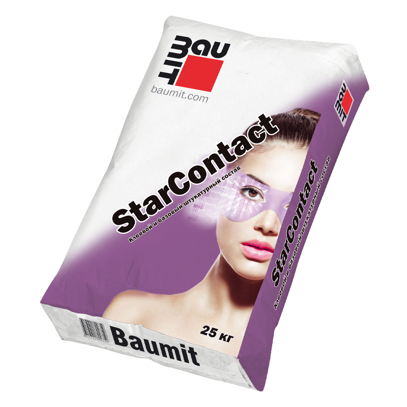 Клеевой и базовый штукатурный состав Baumit StarContact для фасадных систем и внутренних работ